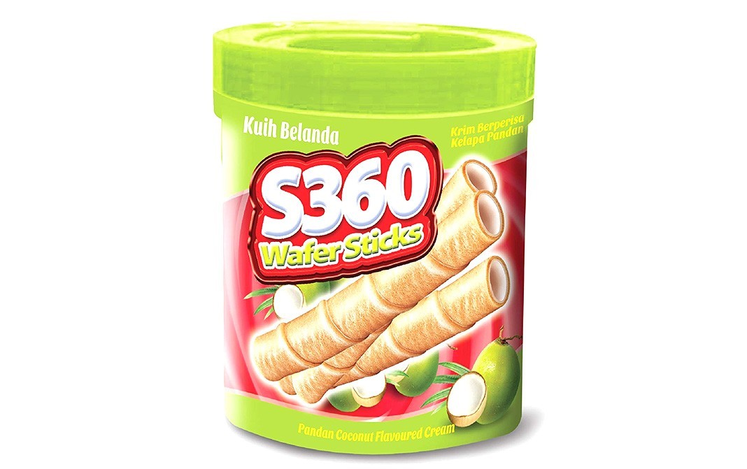 S360 Wafer Sticks Pandan Coconut Flavoured Cream    Container  400 grams